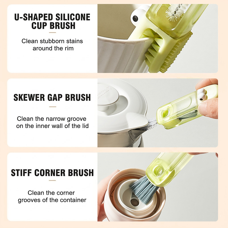 (🎁Last Day Promotion-50%OFF)TIMNAMY® 4 in 1 Multifunctional Cleaning Brush---Ideal for cleaning cups, window tracks, keyboard crevices, sink seams, tile grout, car air vents, and tight corners.🎁