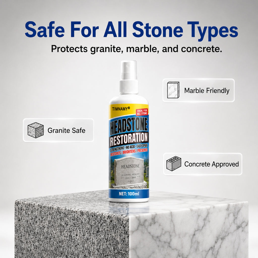 ✨ TIMNAMY®Ultimate Memorial Stone & Headstone Cleaner Spray | Safe on Granite & Marble | Removes Algae & Yellow Stains 🌿🕯️